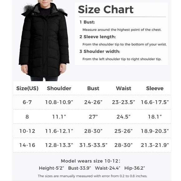 Wantdo Kids' Black Fleece-Lined Winter Parka (Size 10-12) Black Faux Fur Hood - Picture 6 of 16